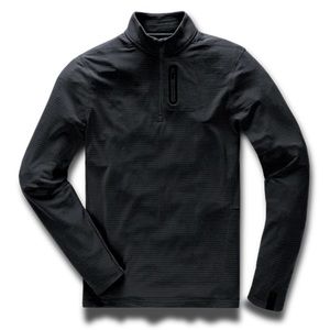 Ten Thousand Men’s Over Zip Black Midlayer Long Sleeve Polartec Power Grid